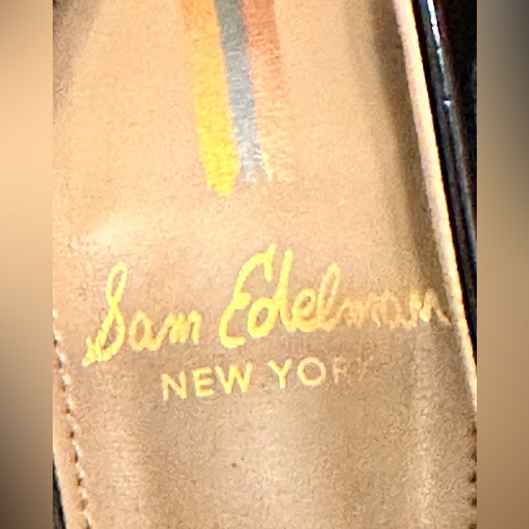 Sam Edelman Black Patent Chunky 3 inch Heel Loafers, Size 6 Quincy - Picture 8 of 8